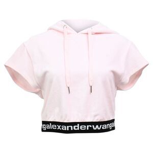 Alexander Wang T. Cropped Hoodie in Pink Corduroy